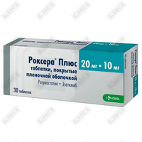 Sotib olish Roksera plyus tabletkalari 20 mg / 10 mg №30 (3 blister х 10 tabletka) Roksera plyus tabletkalari 20 mg / 10 mg №30 (3 blister х 10 tabletka)