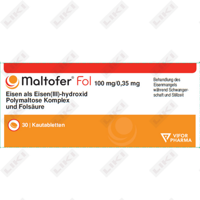 Maltofer qo'pol tabletkalarni chaynash. 100 mg № 30 (3 blister х 10 tabletka)