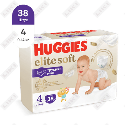 Подгузники-трусики Huggies Elite Soft размер 4 от 8 до 14 кг 38 шт