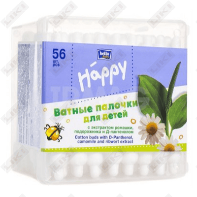 Ватные палочки детские Bella Baby Happy гигиенические с ограничителем 56 шт