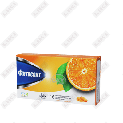 Apelsin xushbo'y fitosept 16-sonli pastillalar (2 ta blister х 8 ta pastil)