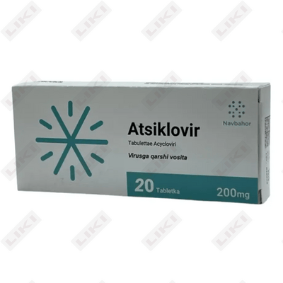 Acyclovir Navbahor sanoat 200 mg № 20 tabletkalar (2 blister х 10 tabletka)