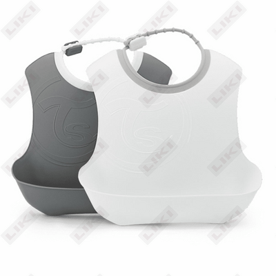 Twistshake Baby bib plastik 4 oylik kulrang va oq 2 dona