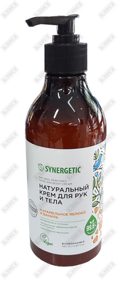 Крем для рук и тела Synergetic натуральный Карамельное яблоко и ваниль увлажнение и питание 380 мл