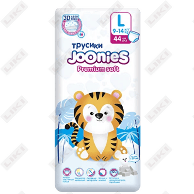Joonies premium Soft Pants tagliklari L, 9-14 kg, 44 dona