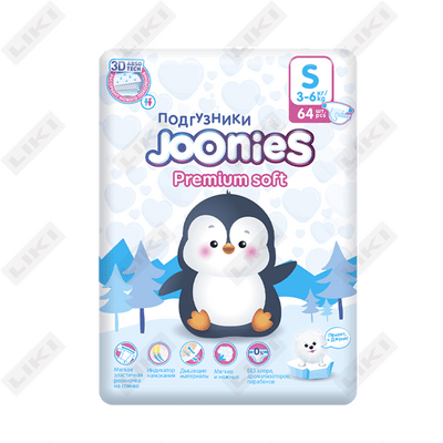 Joonies premium Soft s tagliklar, 3-6 kg, 64 dona