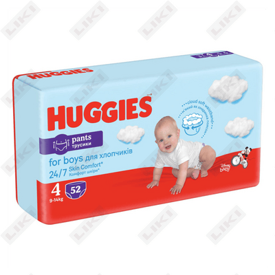 Подгузники-трусики Huggies Pants для мальчиков размер 4, 9-14 кг 52 шт