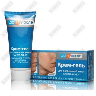 Muammoli teri uchun 50 ml dan oldin va keyin yuz kremi jeli