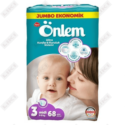 Подгузники Onlem размер 3, 4-9 кг, 68 шт