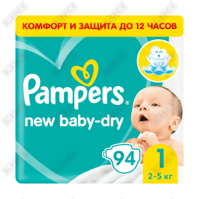 Подгузники Pampers New Baby-Dry размер 1, 2-5 кг, 94 шт