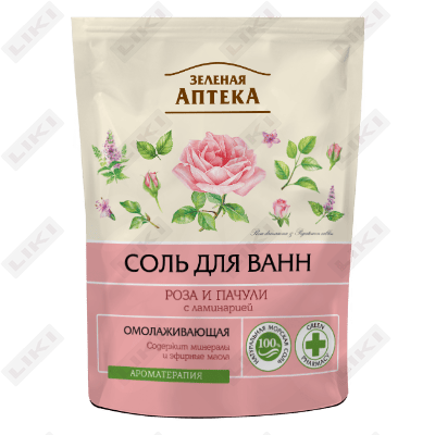 Соль для ванн Зеленая Аптека Роза и пачули 500 мл