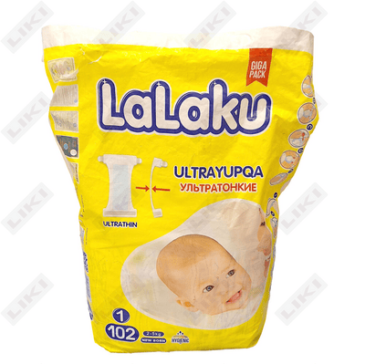 Подгузники Lalaku размер 1, 2-5 кг, 102 шт