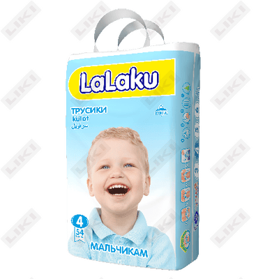 Подгузники-трусики Lalaku для мальчиков размер 4, 7-14 кг, 54 шт