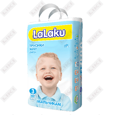 Подгузники-трусики Lalaku для мальчиков размер 3, 4-8 кг, 60 шт