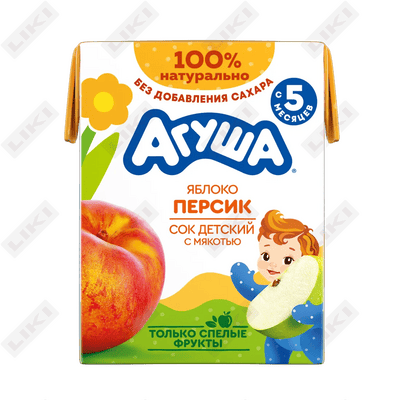 Сок детский Агуша Яблоко-персик с 5 месяцев 200 мл