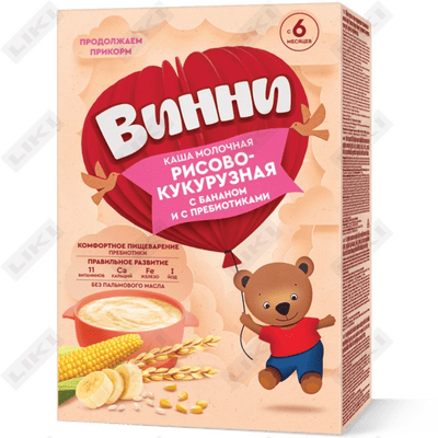 Каша молочная Винни Рисово-кукурузная с бананом и пребиотиками с 6 месяцев 200 г