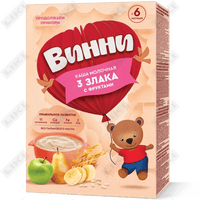 Купить Каша молочная Винни 3 злака с фруктами с 6 месяцев 200 г Каша молочная Винни 3 злака с фруктами с 6 месяцев 200 г