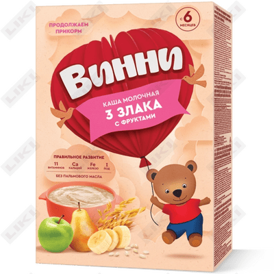 Каша молочная Винни 3 злака с фруктами с 6 месяцев 200 г