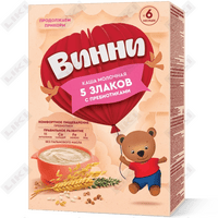 Купить Каша молочная Винни 5 злаков с пребиотиками с 6 месяцев 200 г Каша молочная Винни 5 злаков с пребиотиками с 6 месяцев 200 г