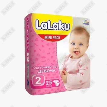 Qizlar uchun lalaku mini tagliklari hajmi 2, 3-6 kg, 25 dona
