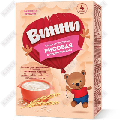 Каша молочная детская Винни Рисовая с пребиотиками с 4 месяцев 200 г